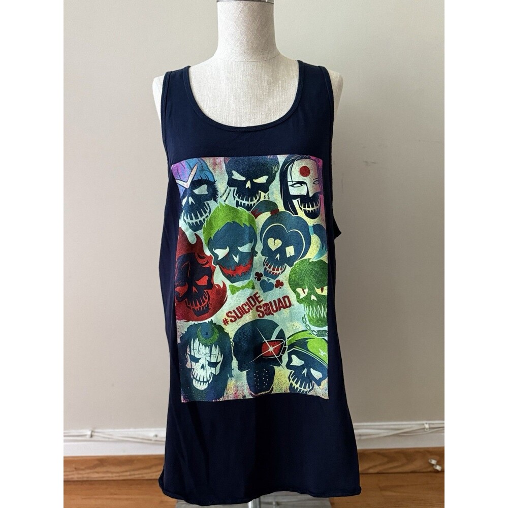 Suicide Squad DC Comics Women’s Graphic Tank Top Muscle Tee Navy Blue Size L